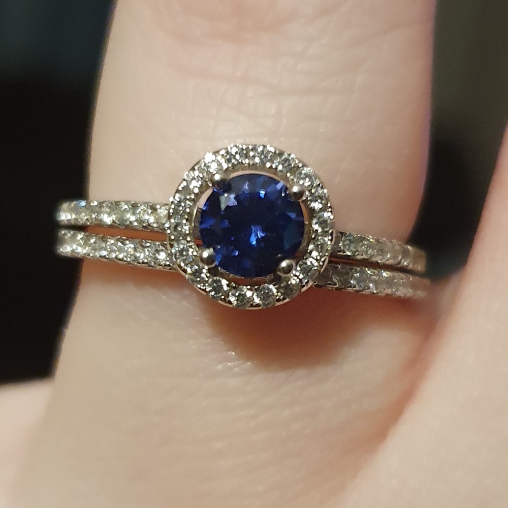Imitation Sapphire Engagement Set